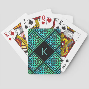 Jeu De Cartes Monogramme Celtic Knot Blue Green Cartes de jeu