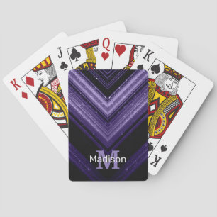 Jeu De Cartes Monogramme chevron métallisé néon violet noir étin