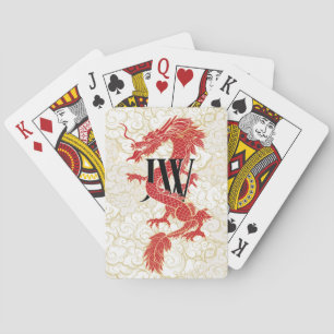 Jeu De Cartes Monogramme chinois de dragon personnalisées Cartes