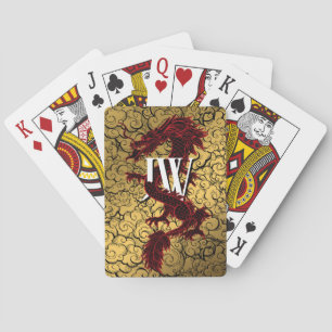 Jeu De Cartes Monogramme chinois de dragon personnalisées Cartes