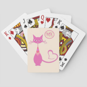 Jeu De Cartes Monogramme classique de la queue de coeur de chat 
