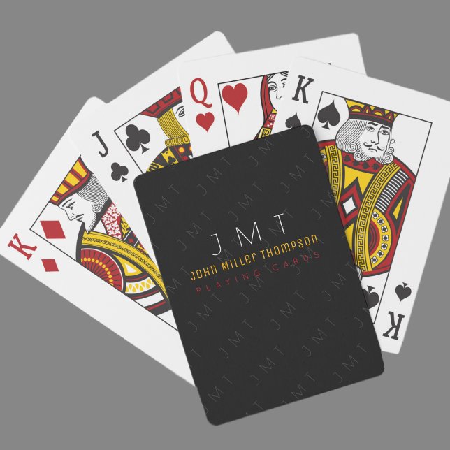 Jeu De Cartes monogramme classique sur noir (Créateur téléchargé)