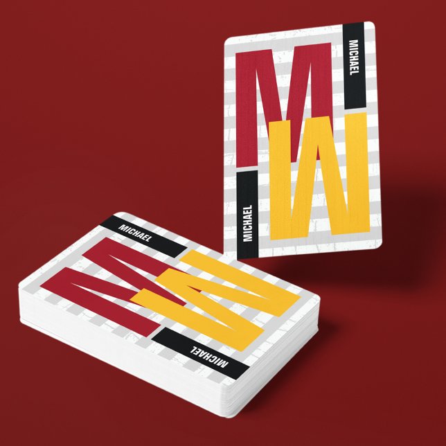 Jeu De Cartes Monogramme Couleur personnalisée Grande Initiale (Créateur téléchargé)