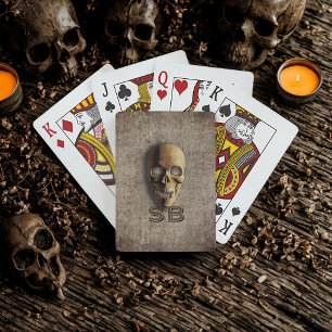 Jeu De Cartes Monogramme crâne de squelette éffrayant