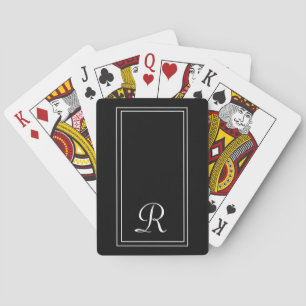 Jeu De Cartes Monogramme de bande noir et blanc personnalisé
