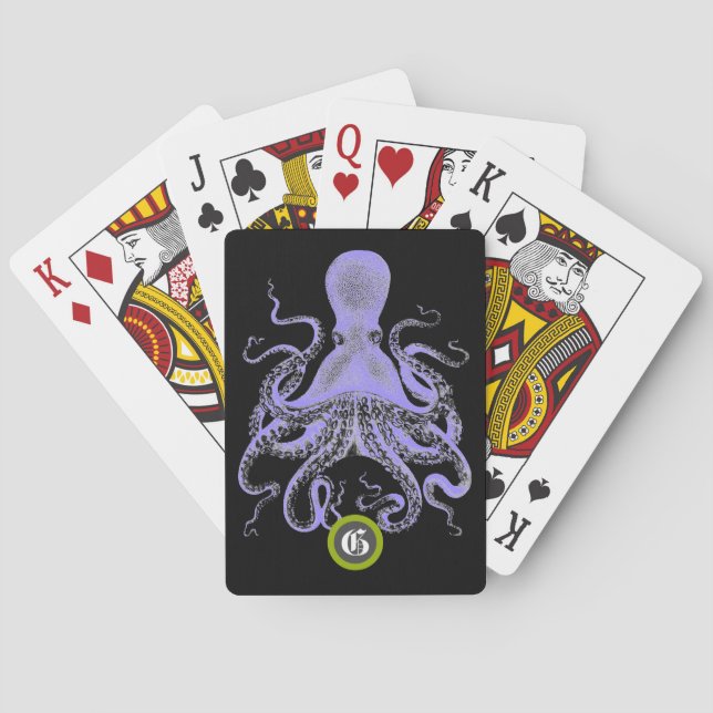Jeu De Cartes Monogramme de calmar personnalisable (dos)