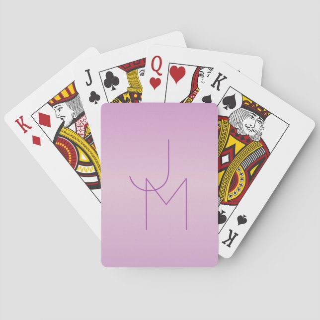 Jeu De Cartes Monogramme de chevauchement unique | Lavande douce (dos)