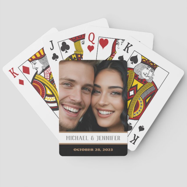 Jeu De Cartes Monogramme de couple moderne date personnalisée ph (dos)