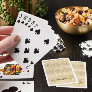 Jeu De Cartes Monogramme de crânes Motifs d'or blanc