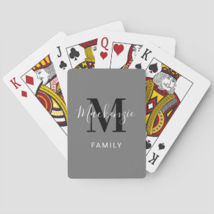 Jeu De Cartes Monogramme de famille personnalisé gris moderne