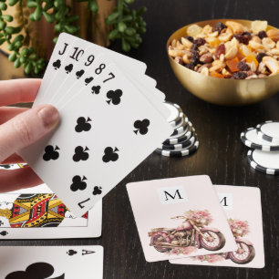 Jeu De Cartes Monogramme de moto floral rose