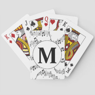 Jeu De Cartes Monogramme de note de musique noire et blanche