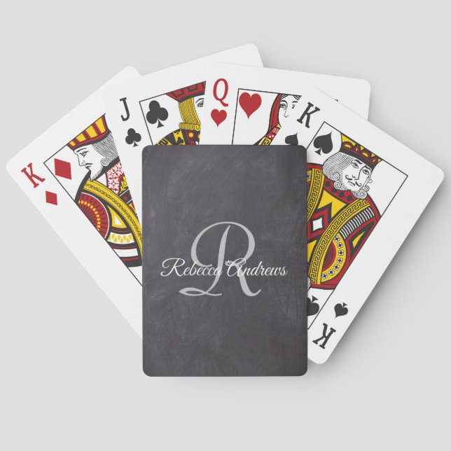 Jeu De Cartes Monogramme de tableau noir rustique (dos)