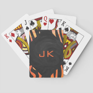 Jeu De Cartes Monogramme de zèbre orange et noir