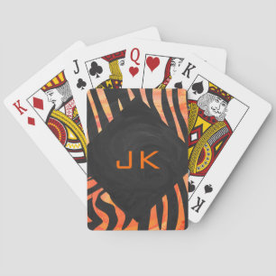 Jeu De Cartes Monogramme de zèbre orange et noir