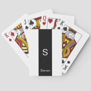 Jeu De Cartes Monogramme deux tons moderne noir et blanc