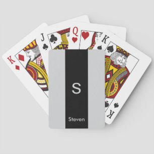 Jeu De Cartes Monogramme deux tons moderne noir et gris
