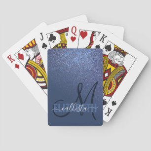 Jeu De Cartes Monogramme diagonal de Parties scintillant bleue d
