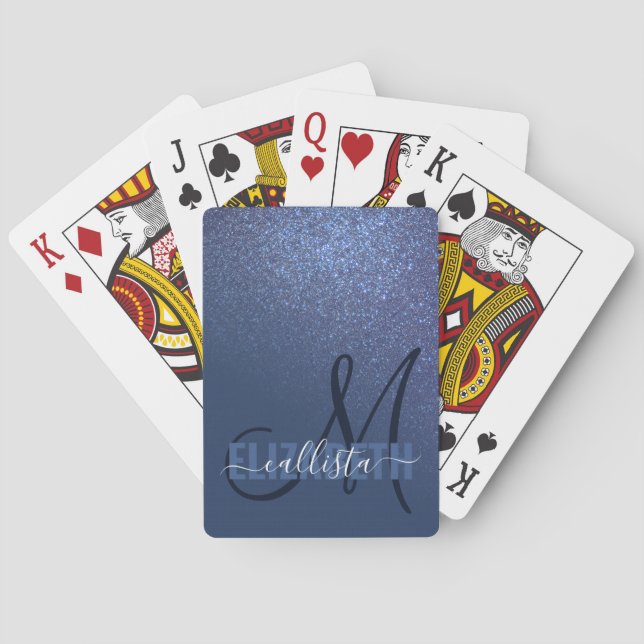 Jeu De Cartes Monogramme diagonal de Parties scintillant bleue d (dos)