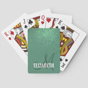 Jeu De Cartes Monogramme diagonal de Parties scintillant verte d