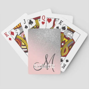 Jeu De Cartes Monogramme Diagonal Silver Blush Pink Ombre Gradie