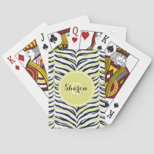 Jeu De Cartes monogramme d'impression coloré noir et jaune