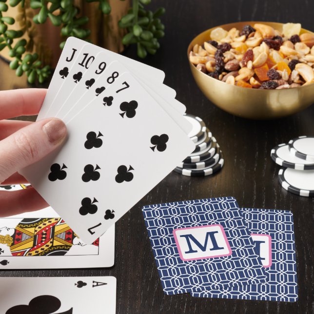 Jeu De Cartes Monogramme d'octogone blanc de Preppy Navy (In Situ)