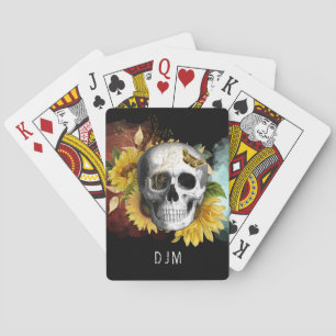 Jeu De Cartes Monogramme du crâne de tournesol