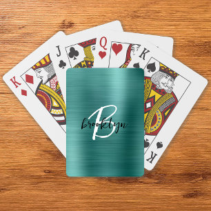 Jeu De Cartes Monogramme écriture noir blanc Métal brossé sarcel