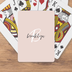 Jeu De Cartes Monogramme écriture rose poudré gris tendance