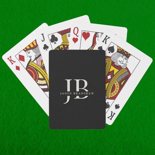 Jeu De Cartes Monogramme élégant classique et nom noir (Créateur téléchargé)