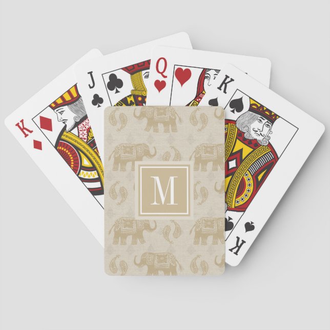 Jeu De Cartes Monogramme | Elephant Khaki Caravan Pattern (dos)