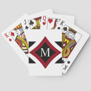 Jeu De Cartes Monogramme en forme de diamant noir, blanc et roug