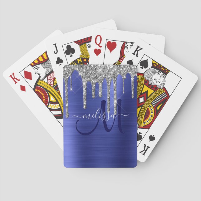 Jeu De Cartes Monogramme en métal brosse à Parties scintillant à (dos)