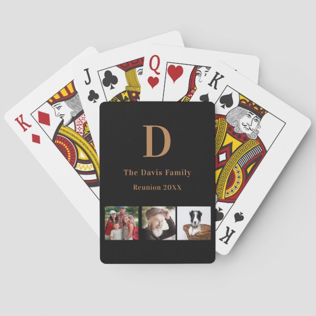 Jeu De Cartes Monogramme en or noir Reunion familiale (dos)