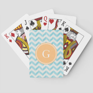 Jeu De Cartes Monogramme en pastel chic de coutume de Chevron de