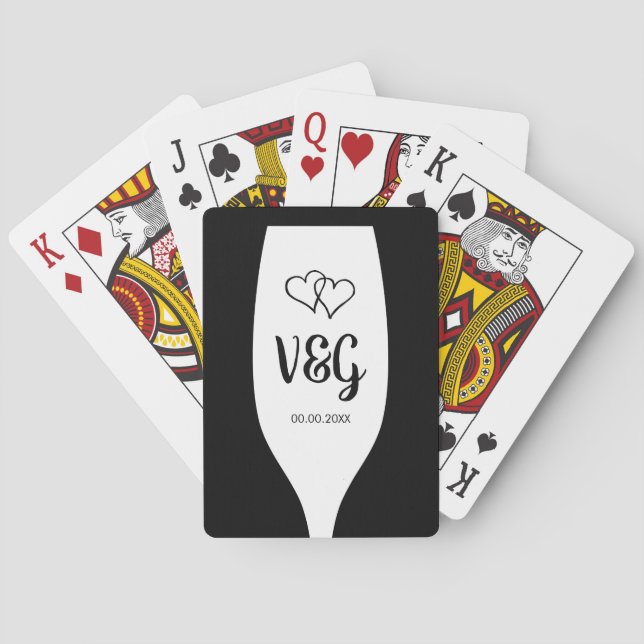 Jeu De Cartes Monogramme en verre de vin jouant aux cartes maria (dos)