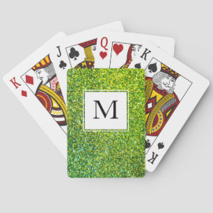 Jeu De Cartes MONOGRAMME Étincelle Parties scintillant verte