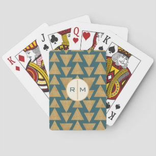 Jeu De Cartes Monogramme  Extérieur Geo Step  Pat Turquoise Gold