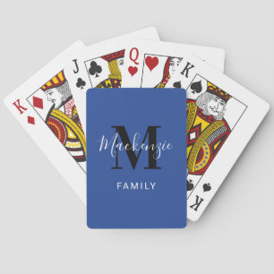 Jeu De Cartes Monogramme familial Royal Blue moderne