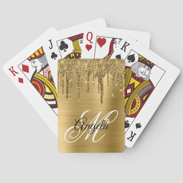 Jeu De Cartes Monogramme fantaisie à Parties scintillant à huile (dos)