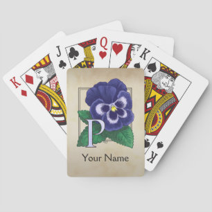 Jeu De Cartes Monogramme floral personnalisé par pensée pourpre