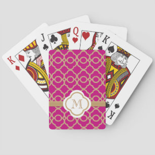Jeu De Cartes Monogramme Fuchsia Gold Marocain