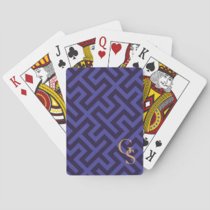 Jeu De Cartes Monogramme géométrique pourpre bleu moderne de