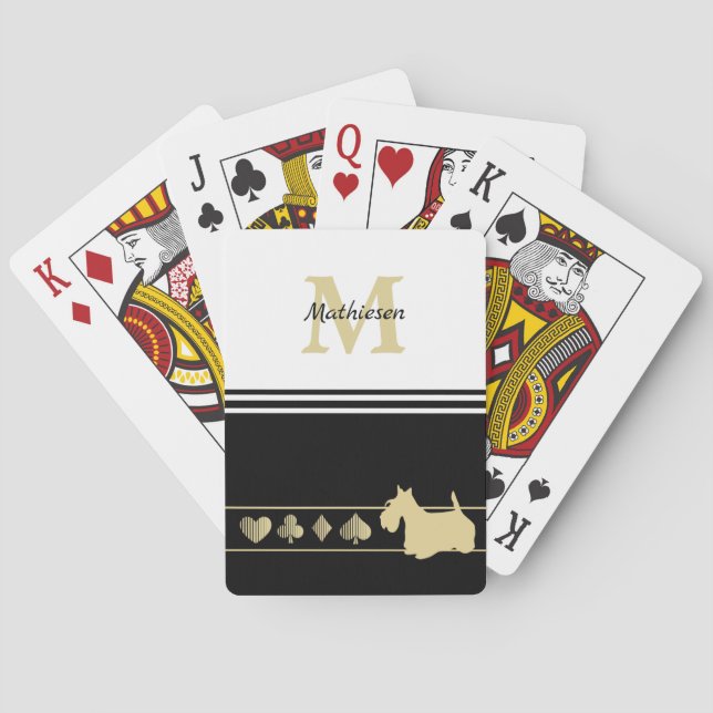 Jeu De Cartes Monogramme Gold Silhouette Scottish Terrier (dos)