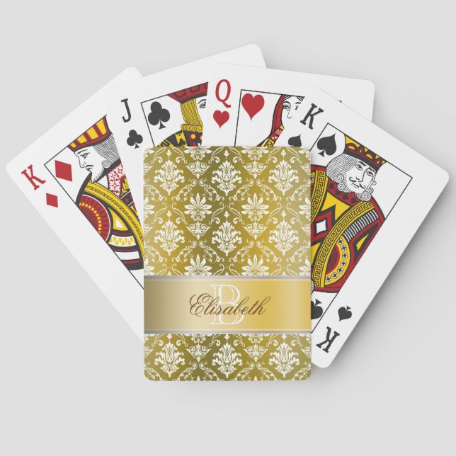 Jeu De Cartes Monogramme Golden/Jaune Damas (dos)
