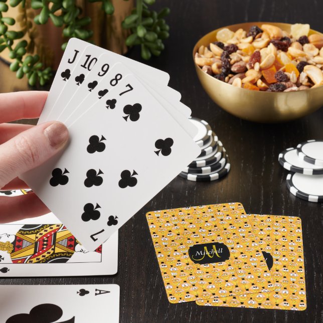 Jeu De Cartes Monogramme Golden Jaune 😀 Emoji Design (In Situ)