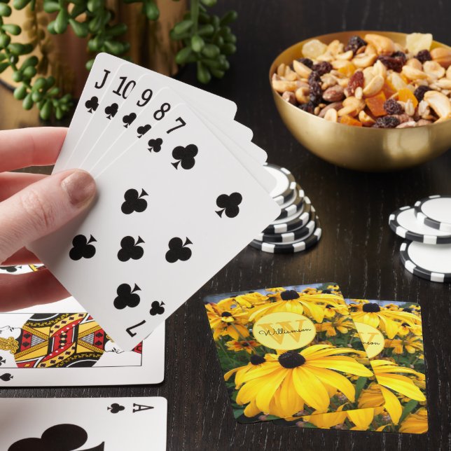 Jeu De Cartes Monogramme Golden Rudbeckia Black Eyed Susan Flowe (In Situ)