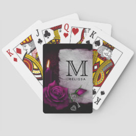 Jeu De Cartes Monogramme gothique Rose, bougie, parchemin et emp
