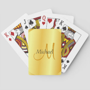 Jeu De Cartes Monogramme initial Elegant Modèle Or Personnalisé